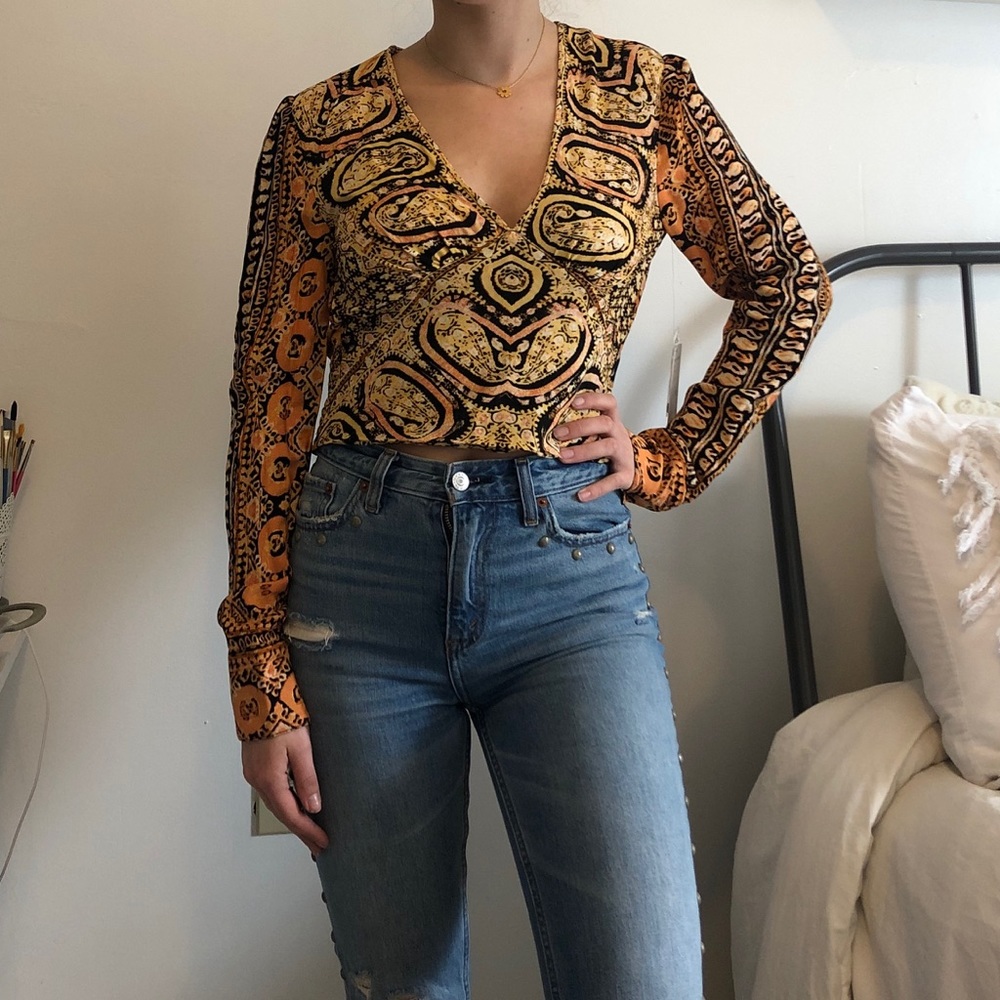 NWT Free People Paisley Printed Blouse